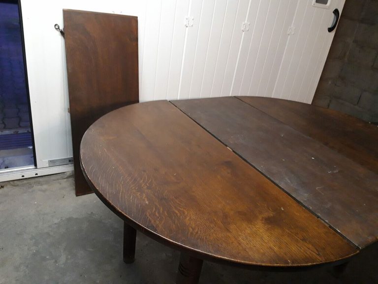 Avant relooking : table et rallonge en chêne d'origine