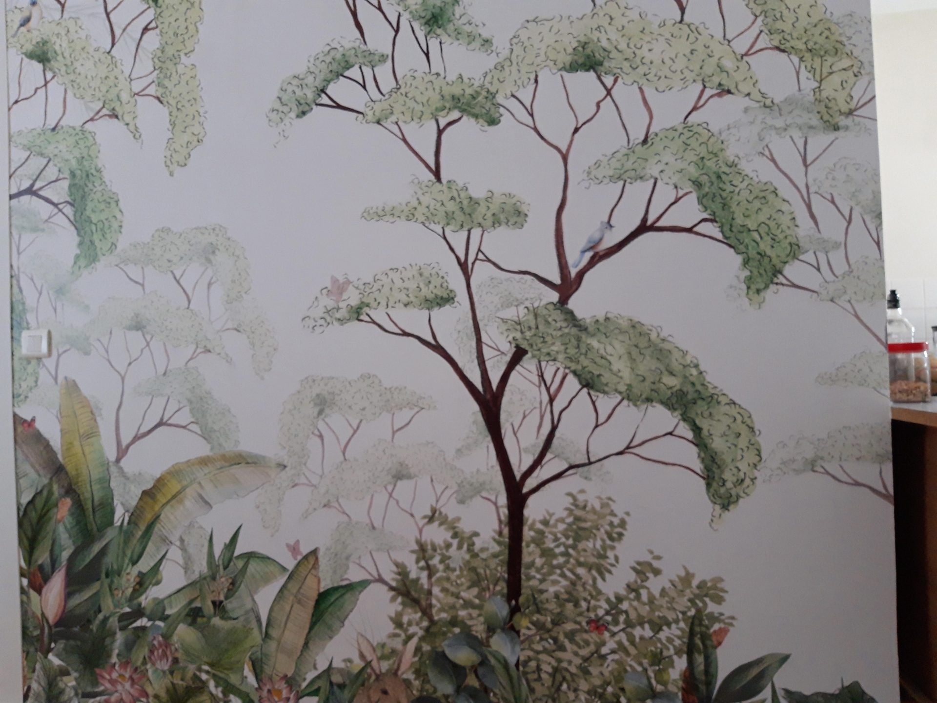 Papier peint panoramique forêt tropicale aquarelle