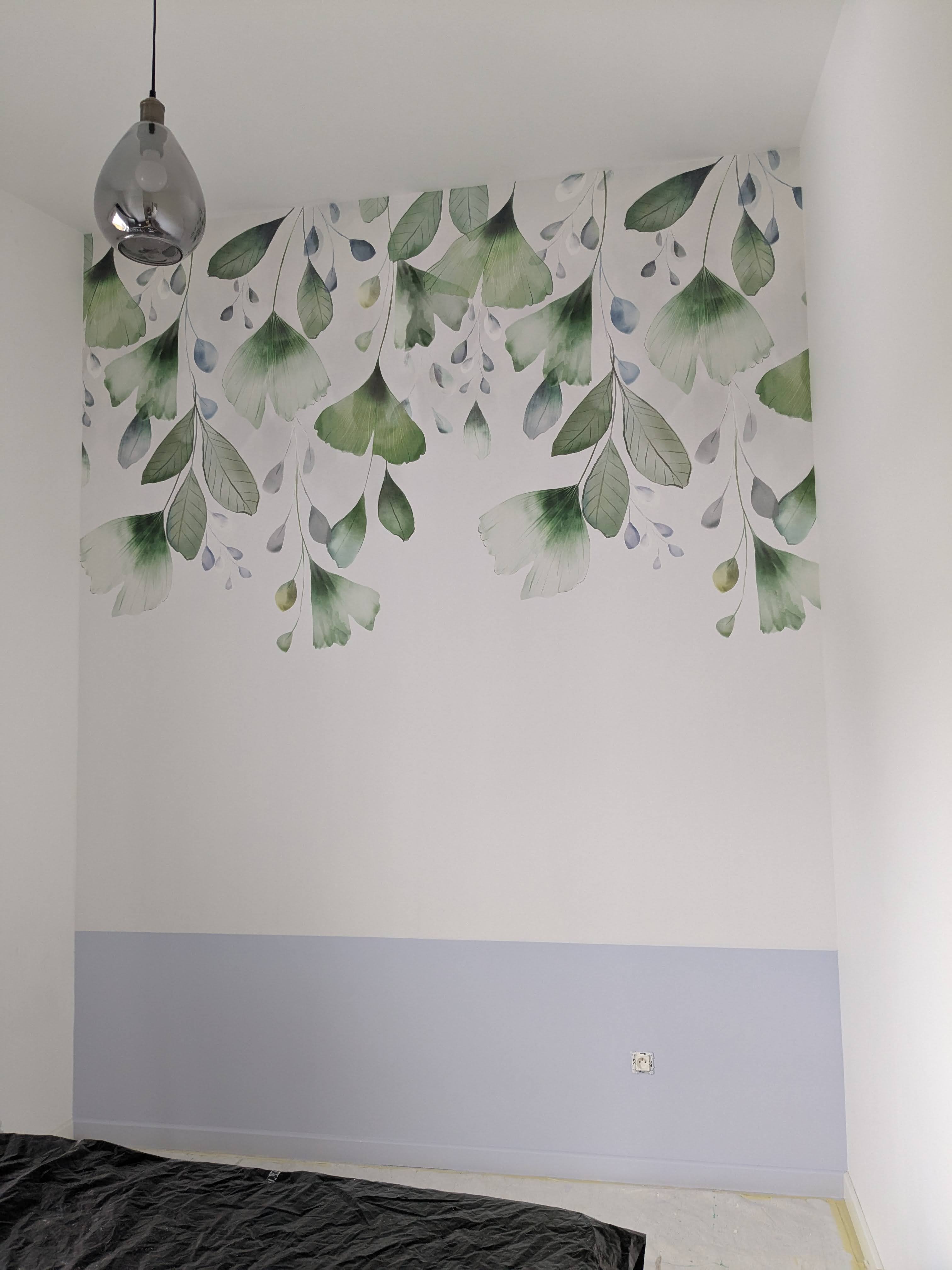 Papier peint panoramique feuilles ginkgo tombantes