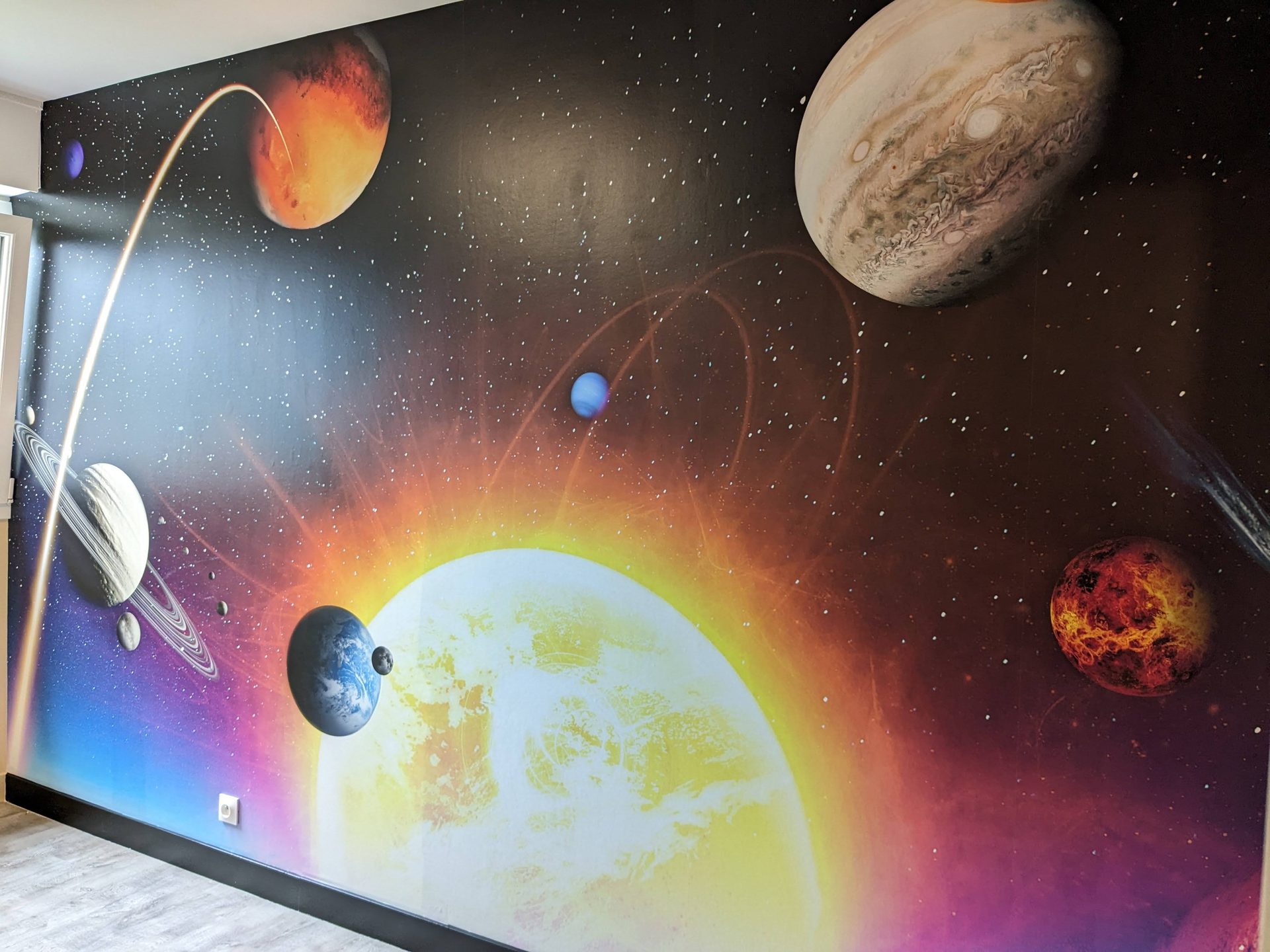 Papier peint panoramique système solaire — Blanch'ART